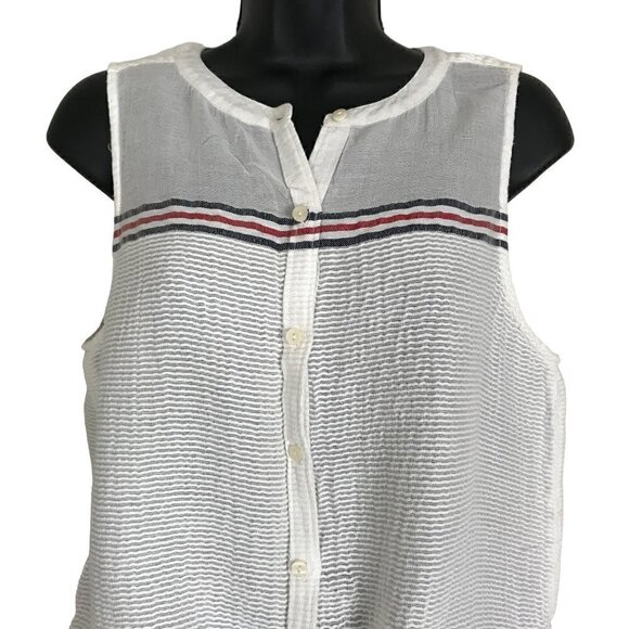 Lucky Brand Red White  & Blue Striped Sleeveless top Size M - Picture 3 of 8